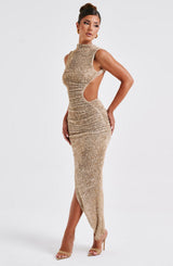 Fioreclo Aphaia Midi Dress in Beige
