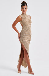 Fioreclo Aphaia Midi Dress in Beige