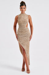 Fioreclo Aphaia Midi Dress in Beige