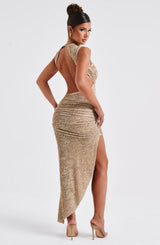 Fioreclo Aphaia Midi Dress in Beige