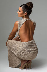 Fioreclo Aphaia Midi Dress in Beige