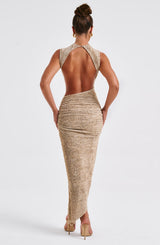 Fioreclo Aphaia Midi Dress in Beige