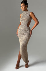 Fioreclo Aphaia Midi Dress in Beige