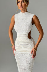 Fioreclo Aphaia Midi Dress in Ivory