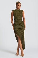 Fioreclo Aphaia Midi Dress in Khaki