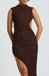 Fioreclo Aphaia Midi Dress in Plum Brown