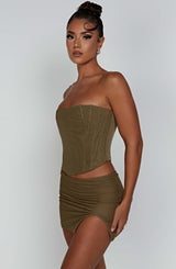 Fioreclo Aria Mini Skirt in Khaki