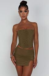 Fioreclo Aria Mini Skirt in Khaki