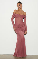 Fioreclo Arlena Maxi Dress in Rose Brown