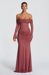 Fioreclo Arlena Maxi Dress in Rose Brown