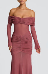 Fioreclo Arlena Maxi Dress in Rose Brown