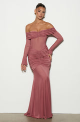 Fioreclo Arlena Maxi Dress in Rose Brown