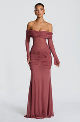 Fioreclo Arlena Maxi Dress in Rose Brown