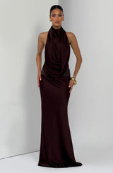 Fioreclo Armelle Maxi Dress in Plum Brown