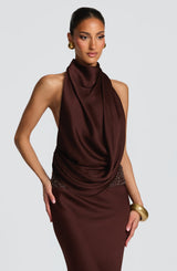 Fioreclo Armelle Maxi Dress in Plum Brown