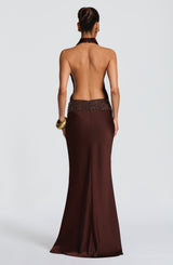 Fioreclo Armelle Maxi Dress in Plum Brown