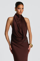 Fioreclo Armelle Maxi Dress in Plum Brown