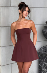 Fioreclo Asha Mini Dress in Brown