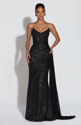 Fioreclo Ashira Maxi Dress in Black Sparkle