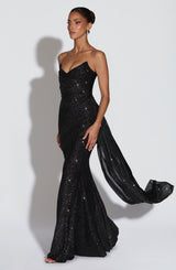 Fioreclo Ashira Maxi Dress in Black Sparkle