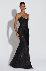 Fioreclo Ashira Maxi Dress in Black Sparkle