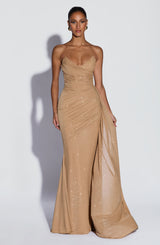 Fioreclo Ashira Maxi Dress in Gold Sparkle