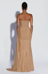 Fioreclo Ashira Maxi Dress in Gold Sparkle