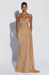 Fioreclo Ashira Maxi Dress in Gold Sparkle