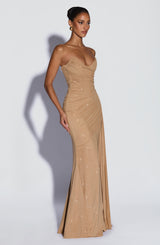 Fioreclo Ashira Maxi Dress in Gold Sparkle