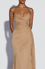 Fioreclo Ashira Maxi Dress in Gold Sparkle