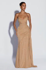 Fioreclo Ashira Maxi Dress in Gold Sparkle