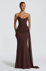 Fioreclo Ashira Maxi Dress in Plum Brown