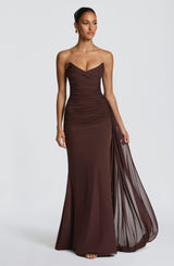 Fioreclo Ashira Maxi Dress in Plum Brown