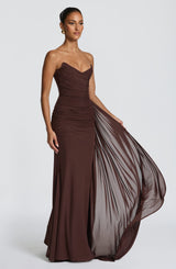 Fioreclo Ashira Maxi Dress in Plum Brown