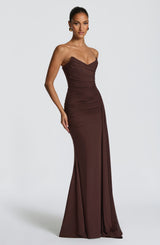 Fioreclo Ashira Maxi Dress in Plum Brown