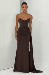 Fioreclo Ashira Maxi Dress in Plum Brown