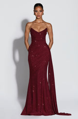 Fioreclo Ashira Maxi Dress in Wine Sparkle
