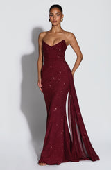 Fioreclo Ashira Maxi Dress in Wine Sparkle