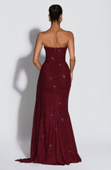 Fioreclo Ashira Maxi Dress in Wine Sparkle