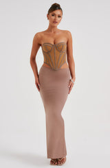 Fioreclo Astara Maxi Skirt in Chocolate