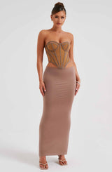 Fioreclo Astara Maxi Skirt in Chocolate