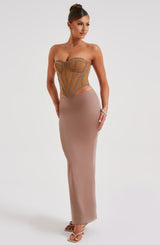 Fioreclo Astara Maxi Skirt in Chocolate