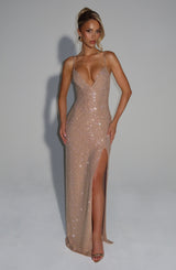 Fioreclo Astrid Maxi Dress in Gold