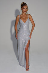 Fioreclo Astrid Maxi Dress in Silver