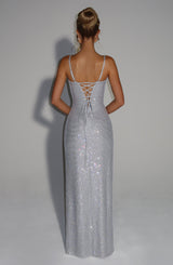 Fioreclo Astrid Maxi Dress in Silver