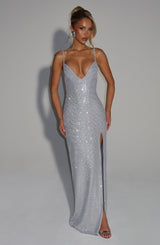 Fioreclo Astrid Maxi Dress in Silver