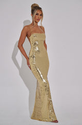 Fioreclo Atalia Maxi Dress in Gold