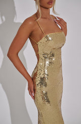 Fioreclo Atalia Maxi Dress in Gold