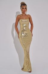Fioreclo Atalia Maxi Dress in Gold