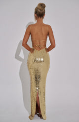 Fioreclo Atalia Maxi Dress in Gold